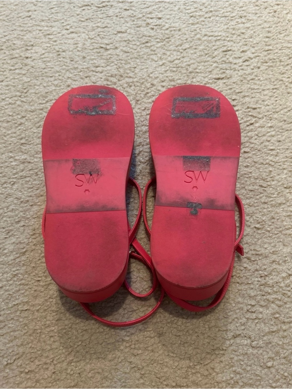 Stuart Weitzman Bright Pink Strappy Slingback Sandals - Picture 5 of 6